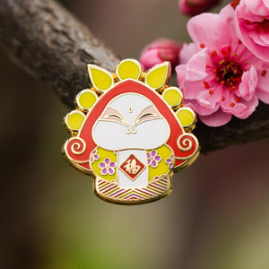 Rabbit God in Springtime Magnet and Pin