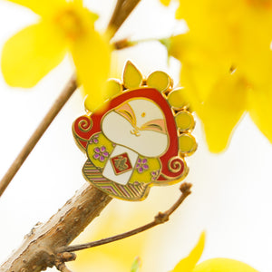 Rabbit God in Springtime Magnet and Pin